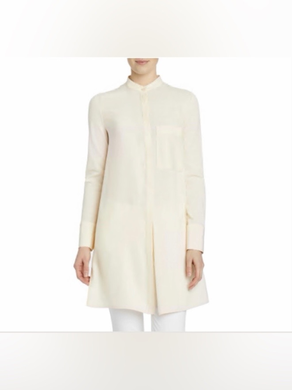 Lafayette 148 NWT Women’s Silk Georgette Tunic Popover Long Sleeve Shirt Size XS